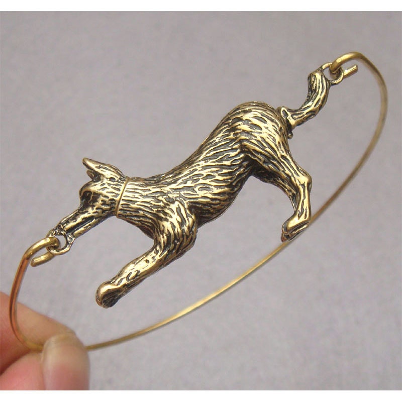 Dog Brass Bangle Bracelet Style 3
