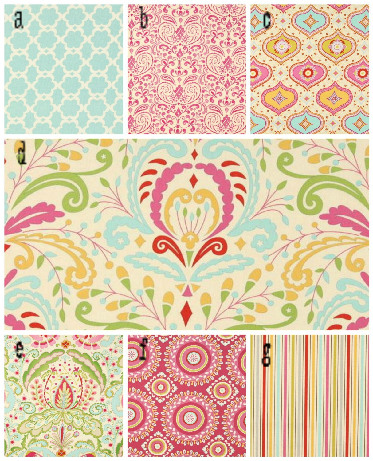 3 Piece Custom Crib Bedding, fabrics are your choice, Kumari by Free Spirit  Lolas Lovies handmade baby bedding