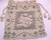Vintage Bridal Bag Pouch Purse Crochet Lace S Monogram Initial
