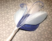 PATRICK Ivory, Royal Blue, and Light Blue Peacock Feather Boutonniere, Groom's Boutonniere