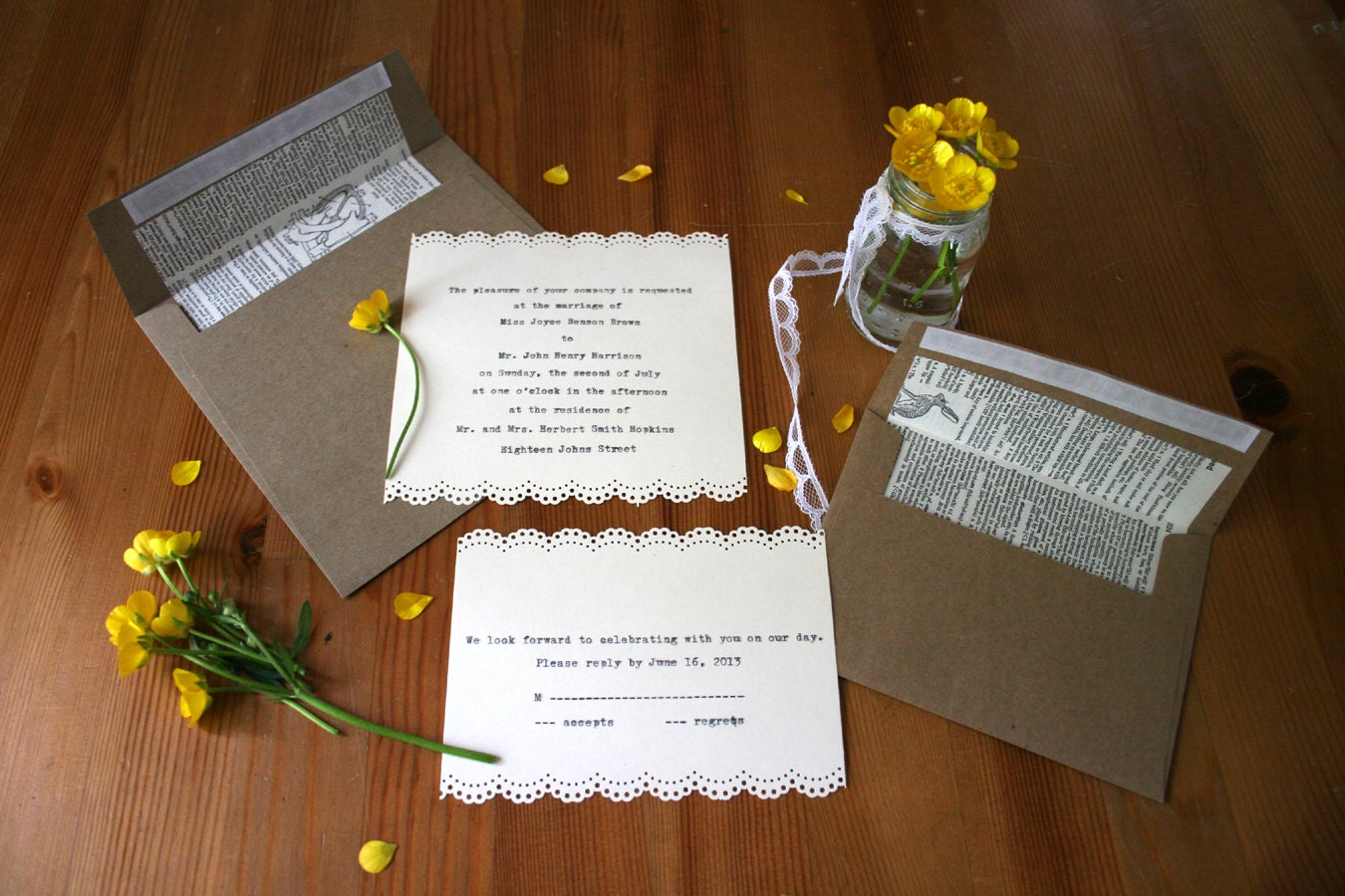 Ivory Typewriter Wedding Invitation