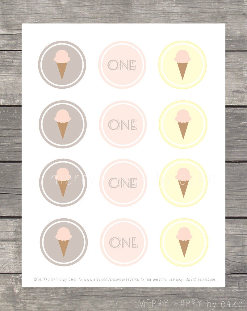 Vintage Ice Cream Shop 2 inch circle tags