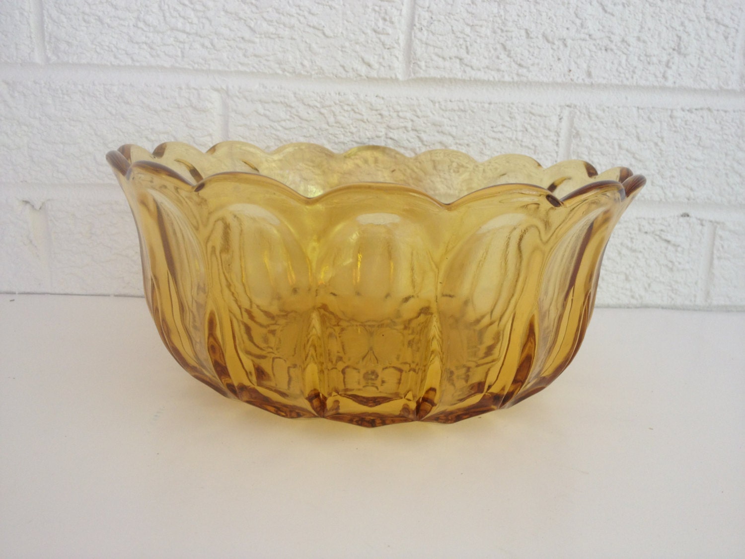 Vintage Yellow Glass Serving Bowl