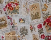Half Meter Cotton Linen Blended Fabric,Vintage Zakka Fabric,Butterfly with Flower Garden pattern (C281)