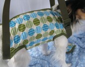 Puppy Purse in Olive green and Blue Dots Sz MED