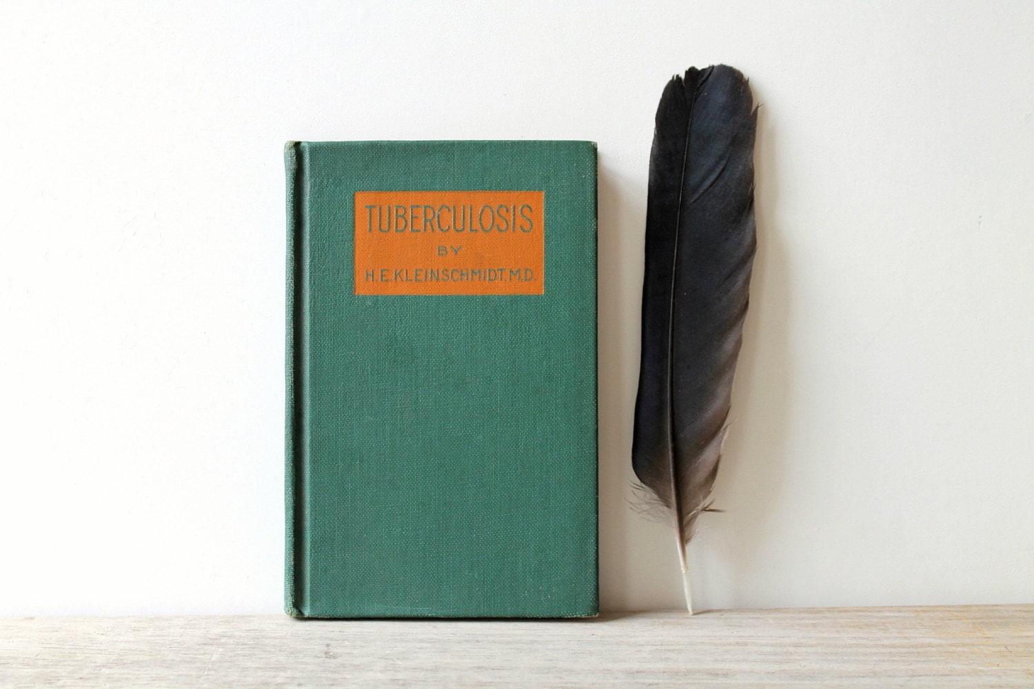 Antique medical book / curiosity / tuberculosis / 1930s / National Health Series / collectible / medical history / green / orange
