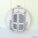 Architectural Art - Queenslander Doors Drawing - Screen Print Black on White - Stretched in Hoop