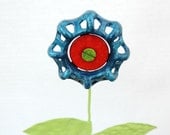 Valve Handle Flower Stake Teal Blue and Red Rustic Garden Stick Yard Art Outdoor Decor