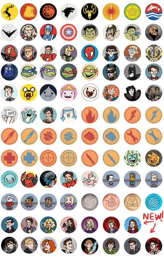 Multi-fandom 1" Buttons