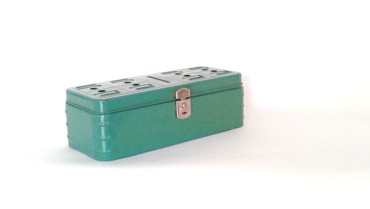 Vintage Hamilton Metal Products Climax Green Storage Box Craft Box Supply Box