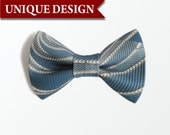 Men's Bow Tie - Blue Timeless Printed Clip On Bow Tie for Men, Women, Wedding and Gift /READY TO SHIP/