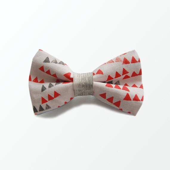 Playful Red Triangle Graphic Clip on Bow Tie by atelier412newyork