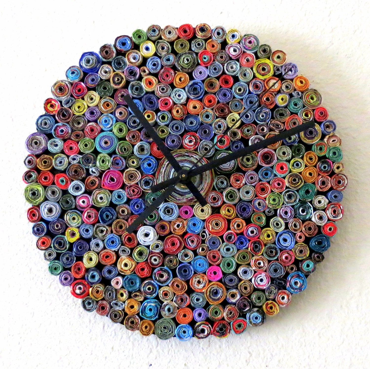 Recycled Wall Clock, As Seen In Vogue, Home and Living, Paper Clock, Eco Friendly Decor, Recycled Art, Home Decor