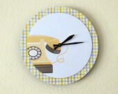 Retro Wall Clock, Decor & Housewares, Home and Living, Vintage Telephone, Yellow Decor,   Wall Clock, Record Clock, Unique Gift, trending