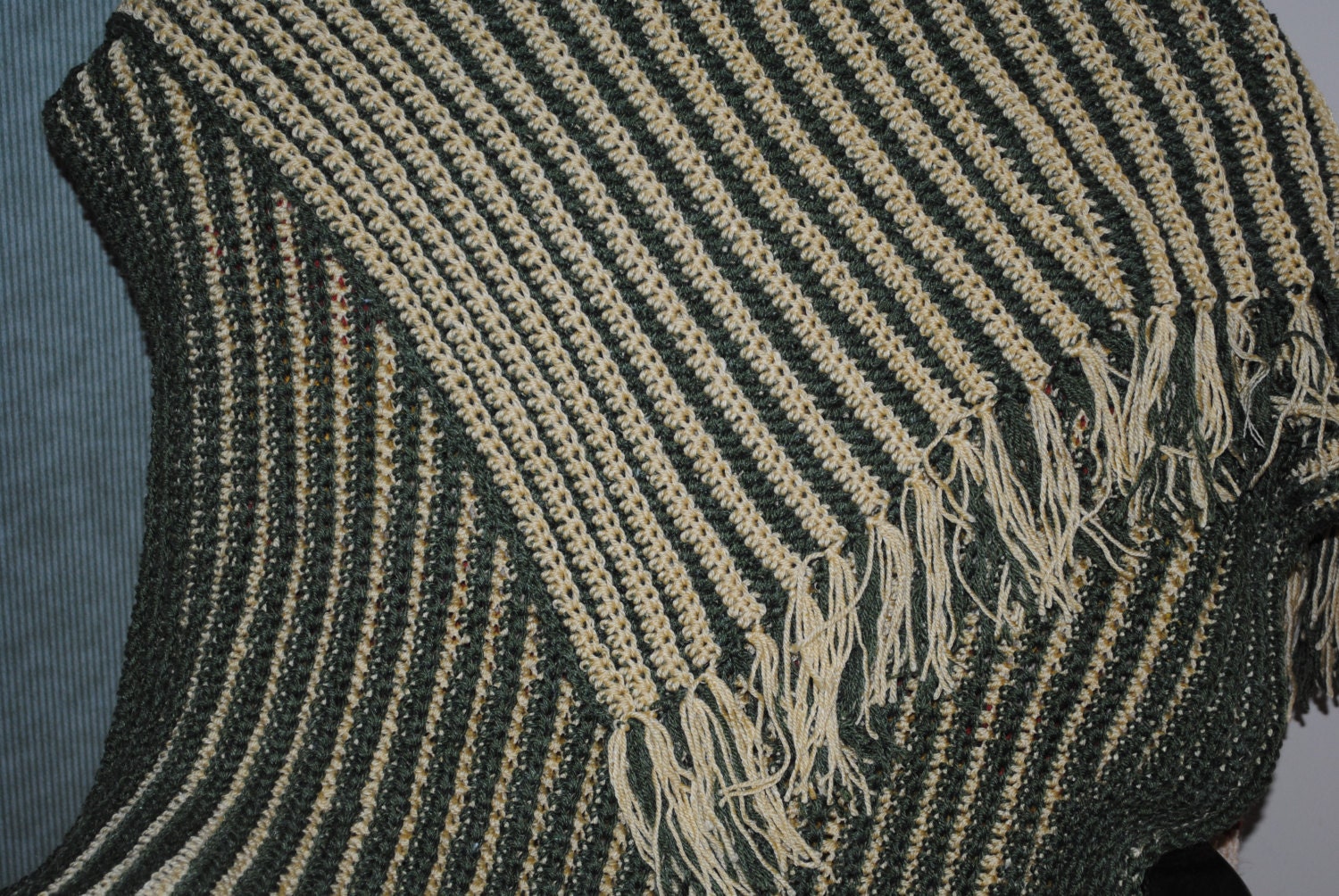 holy guacamole- crochet avocado green blanket ribbed reversible- free shipping