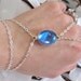 Slave Bracelet Ring, Blue Topaz, Blu Topaz, Gemstone, Stone, Silver, Custom Sized Slave Bracelet, Chain Bracelet Ring
