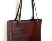 SALE // Leather Tote Bag / Carry-all / Lap Top Bag / Vintage army details / Mahogany