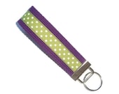 CLEARANCE Wristlet Key fob - cotton webbing key ring - purple