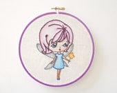 Children's Wall Hanging - Embroidery Hoop - Embroidery Wall Hanging - Fairy Embroidery