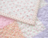 Twin Bed Quilt  -  Floral Vintage Fabric Quilt