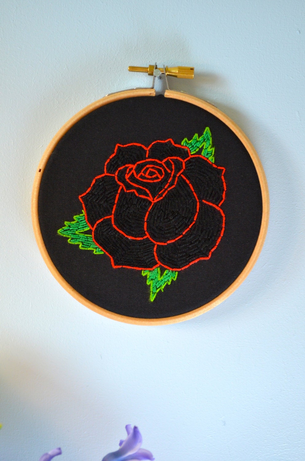 Black Rose Hoop Art