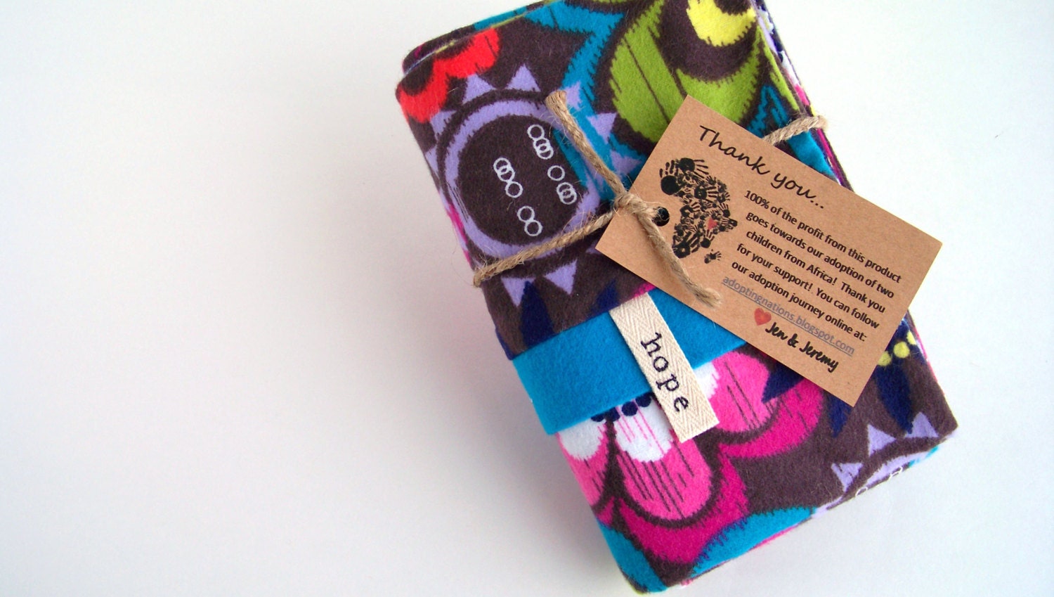 Flannel Pillowcase Chocolate Brown Bright Flowers Hope Africa Adoption Fundraiser