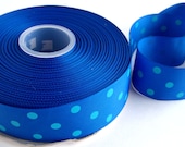 Ribbon Grossgrain Royal Blue Turquoise Polka Dot 1.5 inches wide 2 yard pieces Africa Adoption Fundraiser