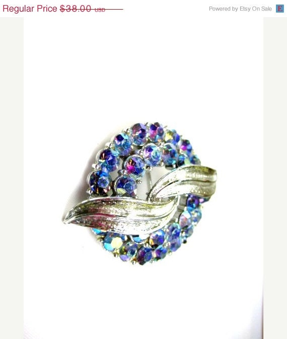 AB Rhinestone Brooch 1950s Vintage Jewelry