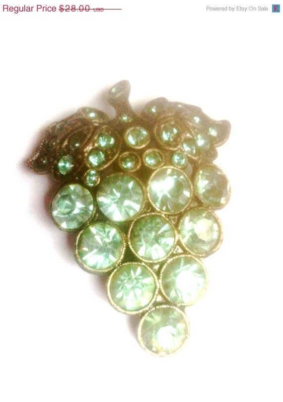 Art Deco Aqua Rhinestone Dress Clip 1920s Vintage Jewelry