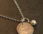 Custom Personalized Etched Written On My Heart Actual Handwriting Sterling Silver Necklace