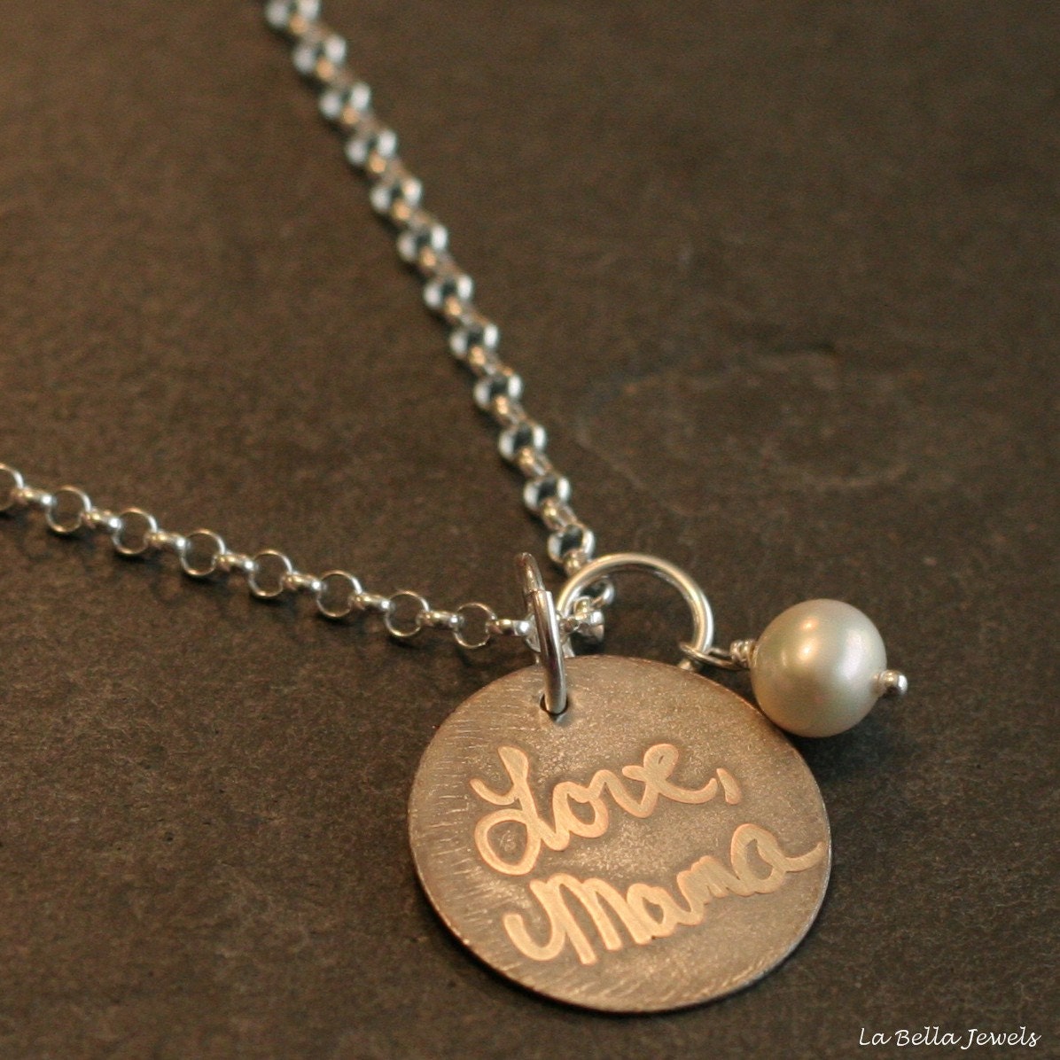 Custom Personalized Etched Written On My Heart Actual Handwriting Sterling Silver Necklace