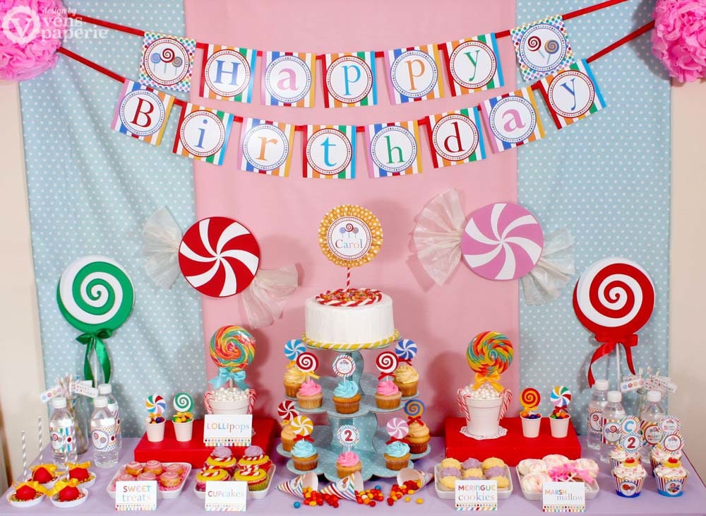 Candyland Birthday Party Package Personalized MINI Collection Set - PRINTABLE DIY - PS832CA1y