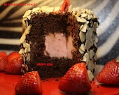 Vegan Baby Mini chocolate cake with a delicious strawberry creamy yogurt suprise and toasted almonds,Vegan,Healthy,Wedding