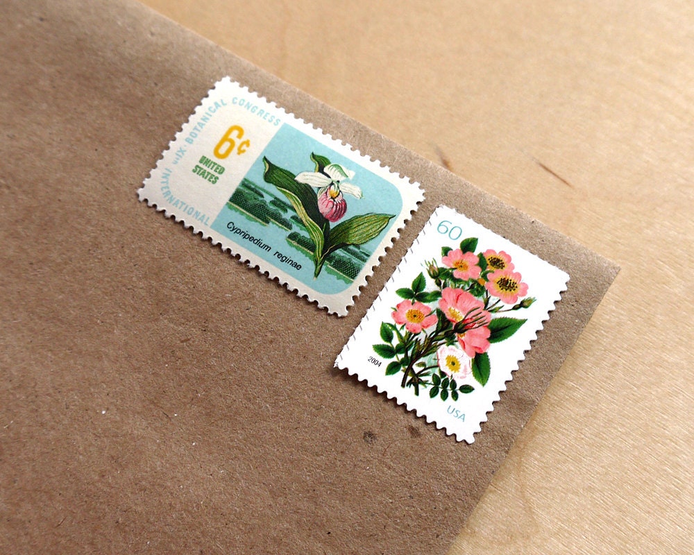 Vintage unused - Vintage Bouquet - postage stamps to post 10 overweight letters or invitations up to 2 oz - or use in crafts