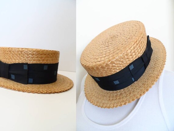 SALE Men's Boater Hat Skimmer Hat 7 1/8 Fedora by hanniandmax