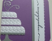 Handmade Purple, White, and Silver Wedding Card - Ready to Ship