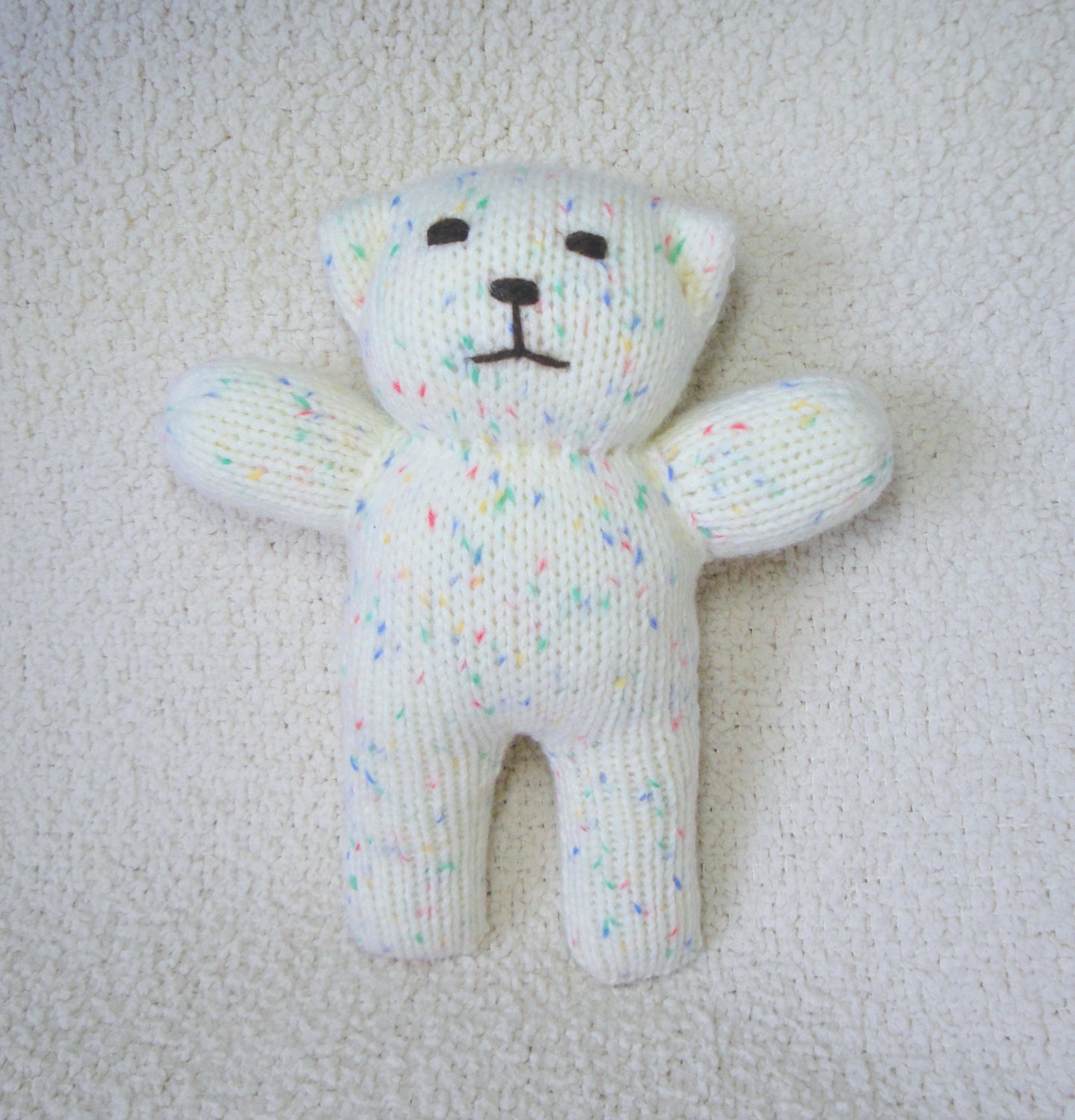 Sprinkle Bear, Hand Knit Bear, Teddy Bear, Huggable Cuddly 9" Toy, Multicolor, Baby Shower Gift, Children Toddler