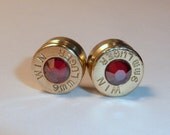Bullet Earrings. Red Magma .9mm Luger