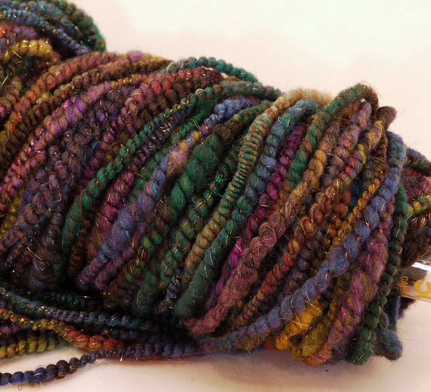 Corespun art yarn - Stargazer (37 yds) merino, silk, tencel, metal angelina, sari silk