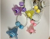 Beaded Wine Charms Cup ID Charms Wedding, Bachelorette Party, Showers, Parties Purple Yellow Blue Pink Set of 4