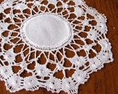 Vintage Linen Coasters 8 Crochet Cutwork Lace Round