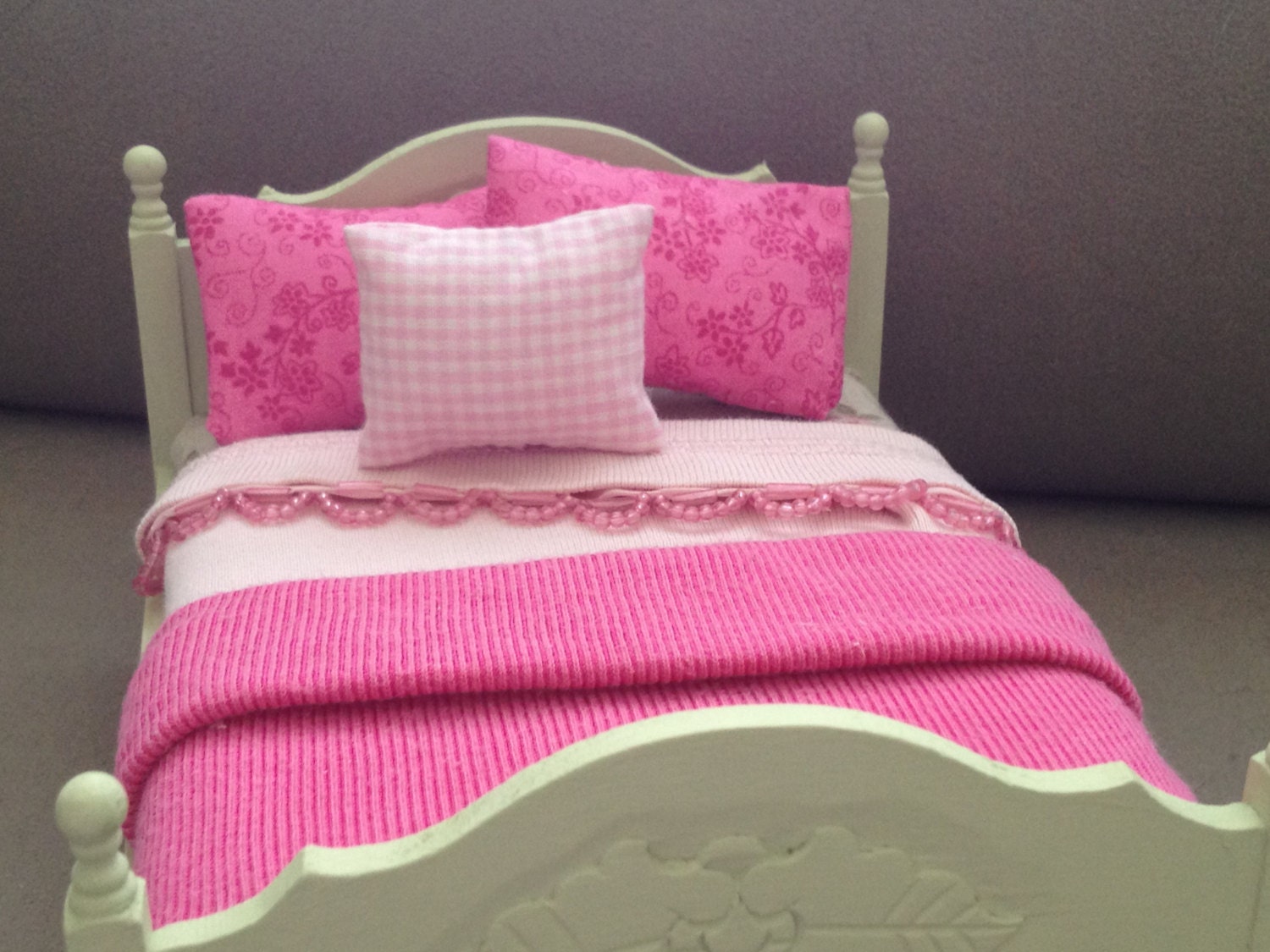 Dollhouse Miniature "La Femme" Dressed Bed, Scale One Inch