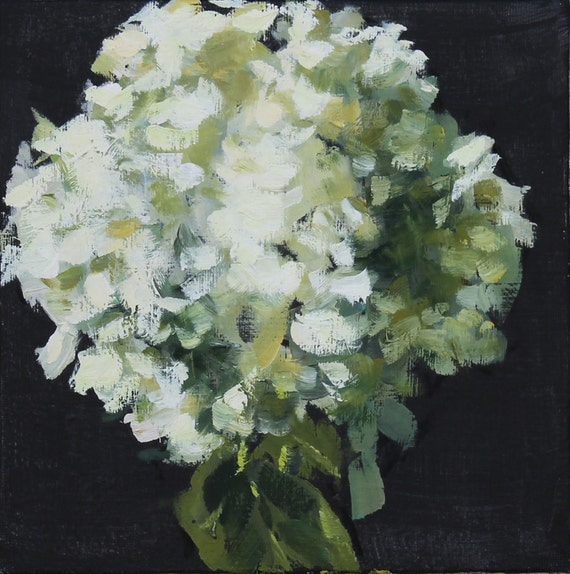 Hydrangea Still Life Painting, Oil on canvas panel board, 8x8 inches 