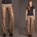 Vintage Sheer SCALLOP CROCHET Lace Pants // Gold Metallic // Trousers