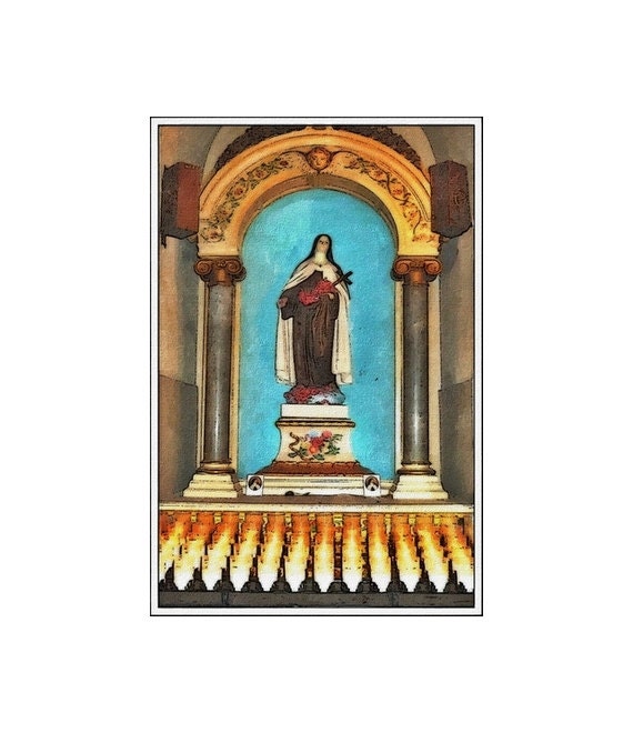 Religious Art Card, Altar Card, New Orleans Fine Art, Holy Card, Vintage Linen Postcard Effect