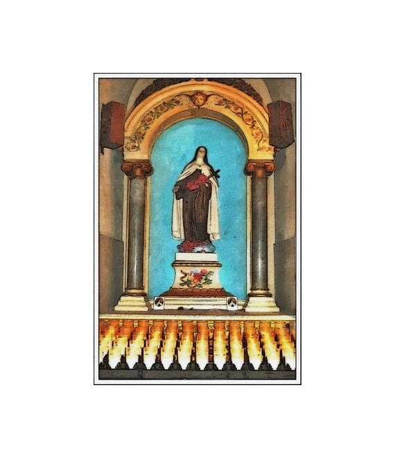 Religious Art Card, Altar Card, New Orleans Fine Art, Holy Card, Vintage Linen Postcard Effect