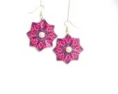 Origami Earrings - Pink and Purple Dangle Earrings