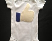 Thumbs Up "Like" Applique on Colored Bodysuit