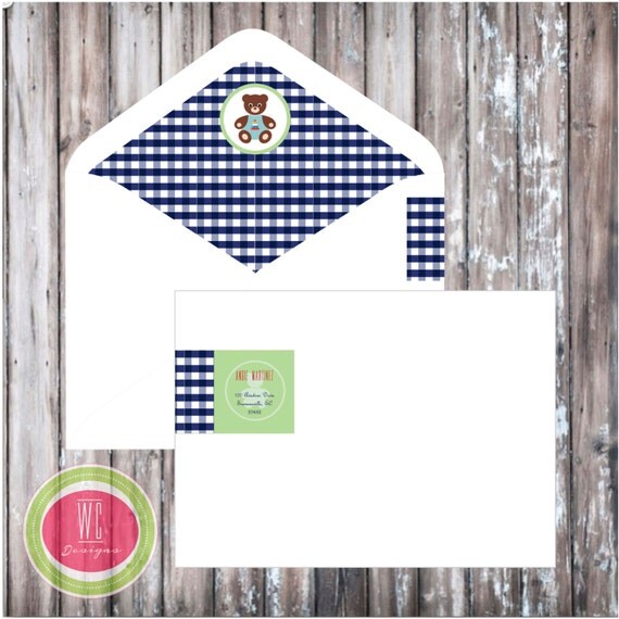 Return Address Label - Teddy Bear Aviator Party Printable - Party printables by WC Designs Il_570xn