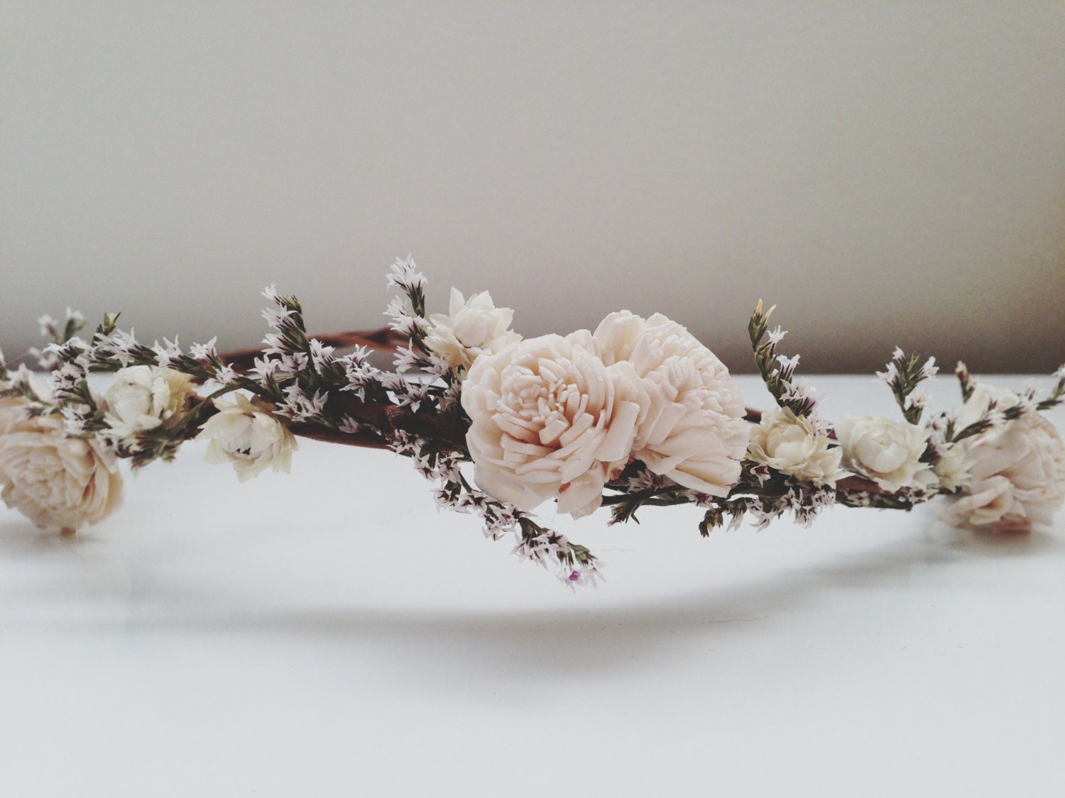 All natural-- Ivory bridal crown
